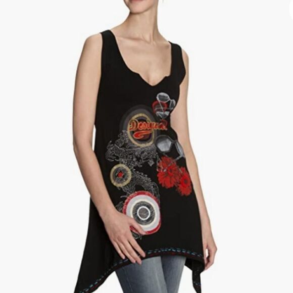 Desigual Yandira black sleeveless swing Top  Sz Medium - Picture 1 of 7